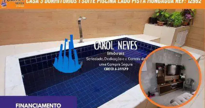 Casa 3 dormitorios 1 suite piscina lado pista financiamento mongagua