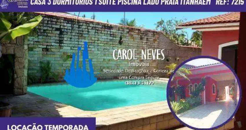 Casa 3 dormitorios 1 suite piscina locacao temporada lado praia itanhaem