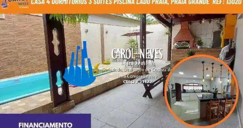 Casa 4 dormitorios 3 suites piscina lado praia financiamento praia grande
