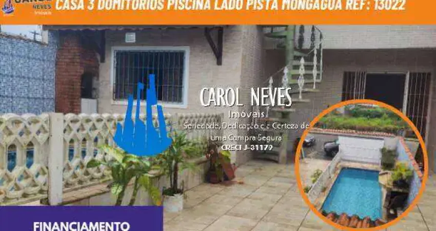 Casa 3 domitorios piscina lado pista financiamento mongagua