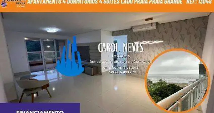 Apartamento 4 dormitorios 4 suites lado praia financiamento praia grande