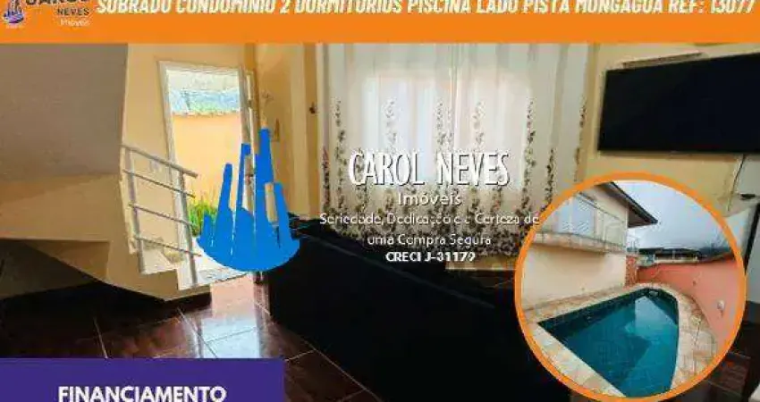Sobrado condominio 2 dormitorios piscina lado pista financiamento mongagua