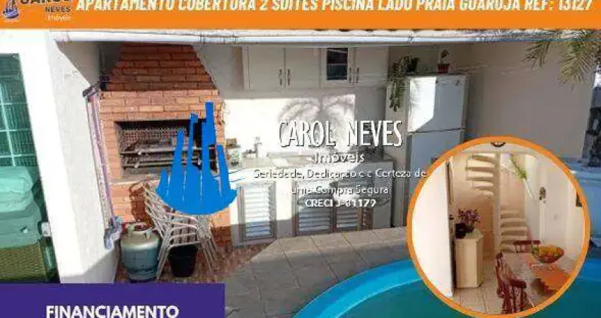 Apartamento cobertura 2 suites piscina lado praia financiamento guaruja