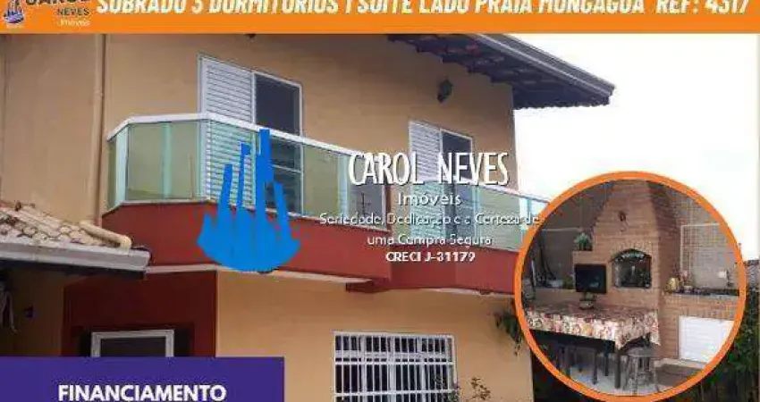 Sobrado 3 dormitorios 1 suite lado praia financiamento mongagua