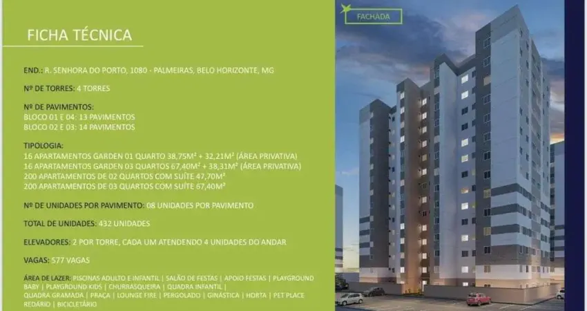 Apartamento à venda, 3 quartos, 1 suíte, 2 vagas, palmeiras - belo horizonte/mg