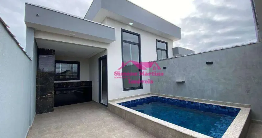 Casa nova com 02 quartos e piscina á venda na praia de mongaguá em localização privilegiada
