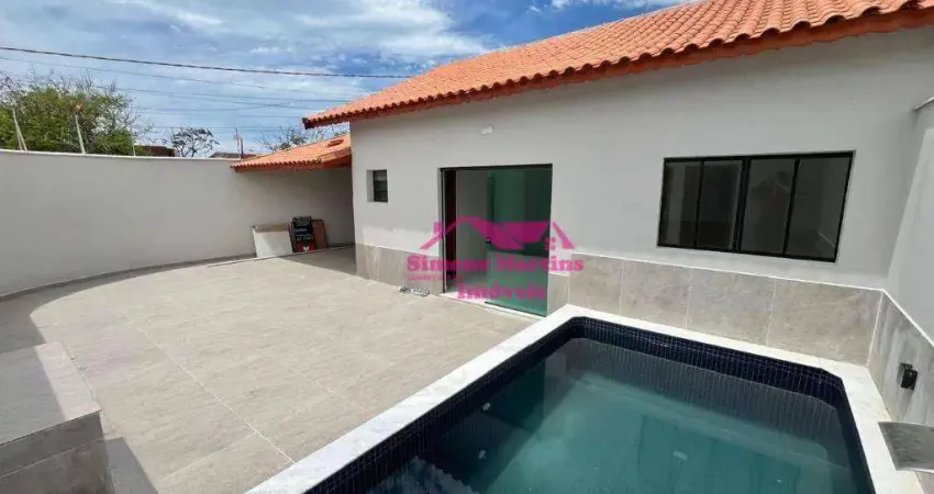 Casa nova lado praia com 03 dormitorios á venda na praia de mongaguá