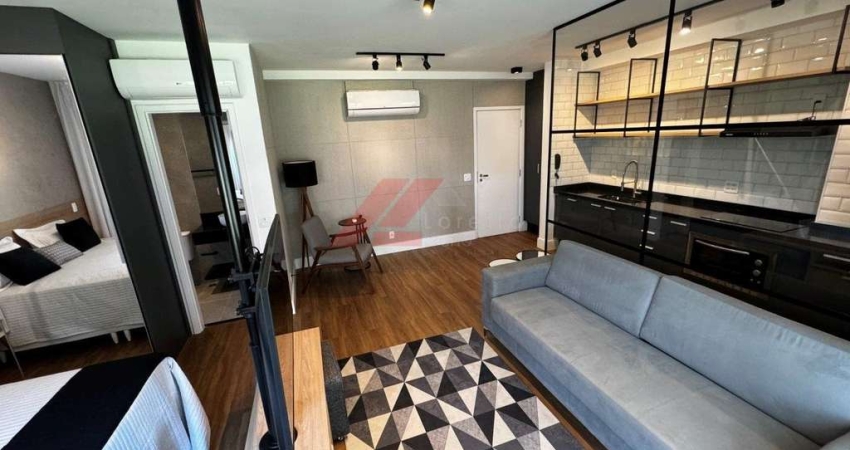 Apartamento para locação na Chácara Santo Antônio, São Paulo-SP: 1 quarto, 1 suíte, 1 sala, 2 banheiros, 2 vagas de garagem, 77m².