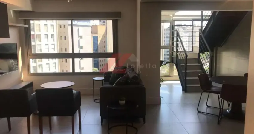 Cobertura de alto padrão para locação no Jardim Paulista: 2 quartos, 2 suítes, 1 sala, 3 banheiros, 2 vagas de garagem, 87m².