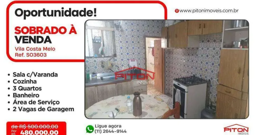 Casa com 3 quartos à venda na Avenida Fortaleza da Conceição, 326, Vila Costa Melo, São Paulo