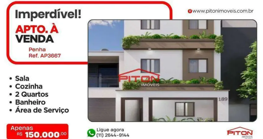 Apartamento à venda, 27 m² por R$ 140.000,00 - Penha - São Paulo/SP