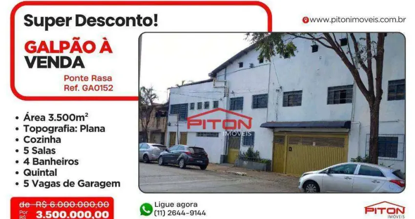 Barracão / Galpão / Depósito com 5 salas à venda na Rua Padre Tiago Alberione, 30, Ponte Rasa, São Paulo