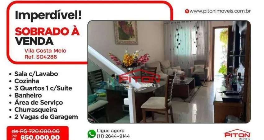 Sobrado - Vila Costa Melo - São Paulo/SP