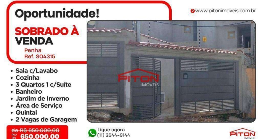 Casa com 3 quartos à venda na Rua Mirandinha, 403, Penha, São Paulo