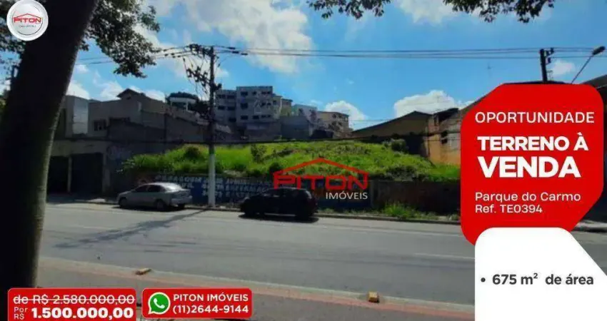 Terreno à venda na Avenida Afonso de Sampaio e Sousa, 800, Parque do Carmo, São Paulo