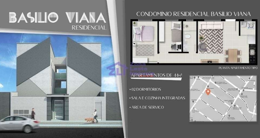 -APARTAMENTO 44M - NOVO-  CH. BELENZINHO- 2 DORMITÓRIOS- $ 225.000,00