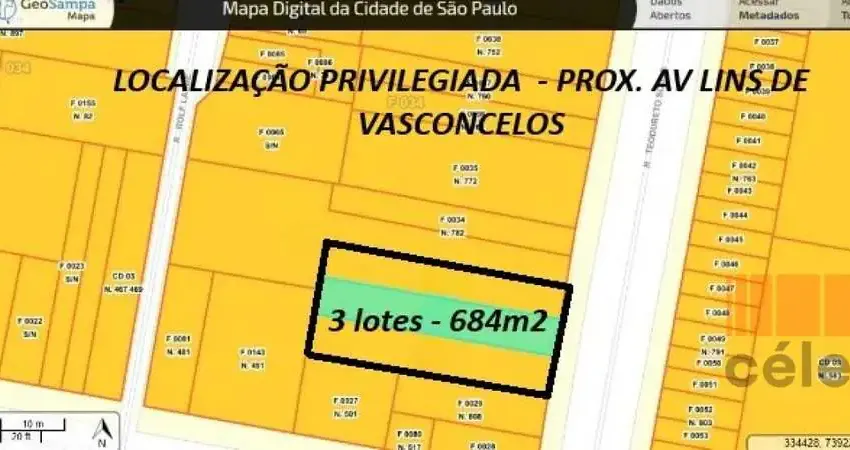 Terreno no Cambuci/SP  |  684m2 (17x40,3) - ZONA MISTA (ZM)