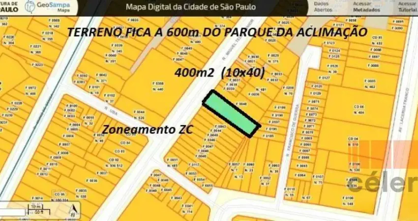 Terreno à venda na Rua Miguel Teles Júnior, 431, Aclimação, São Paulo