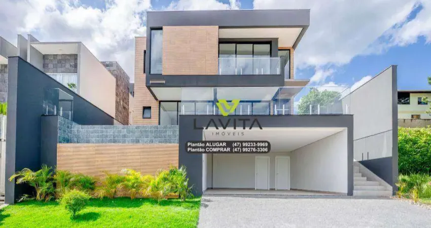 Casa nova a venda com 430m²  condomínio fechado golden park com 5 suítes, bairro itoupava central - blumenau sc