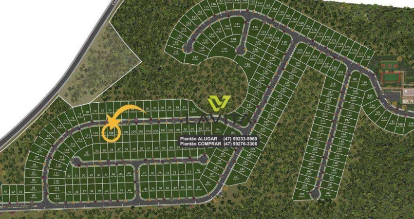 Terreno á venda com 359,37m², Lote 108 - no Condomínio Fechado Paysage Privilege - Bairro Ponta Aguda - Blumenau SC | La Vita Imóveis