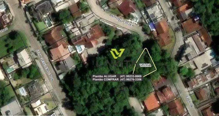 Terreno em blumenau com 438,02m2 no bairro da velha em blumenau próximo a rua humberto de campos por apenas r$ 590.000,00