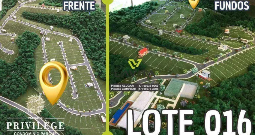 Terreno á venda com 386m² no condomínio fechado paysage privilege - bairro ponta aguda - blumenau sc