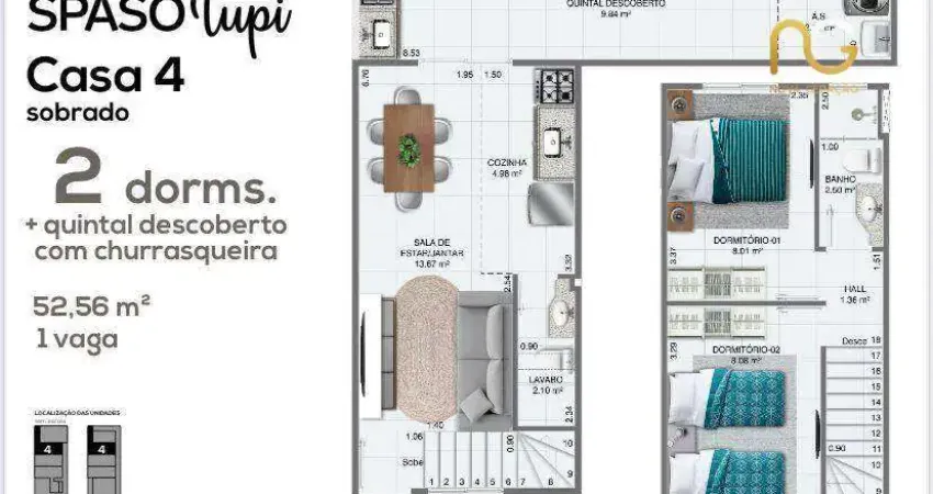 Sobrado com 2 dormitórios à venda, 52 m² por R$ 342.000,00 - Tupi - Praia Grande/SP