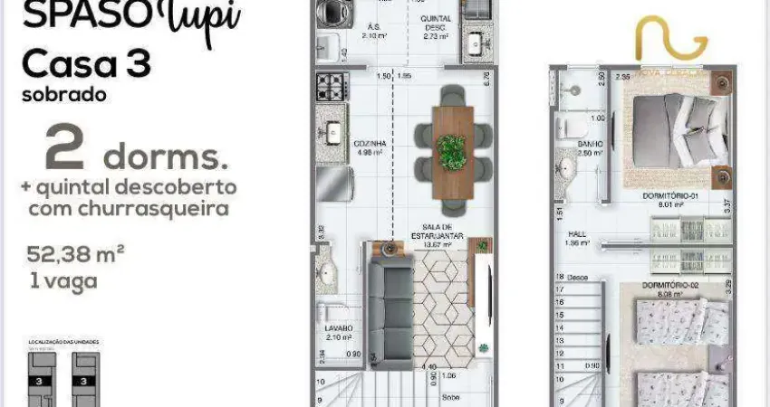 Sobrado com 2 dormitórios à venda, 52 m² por R$ 329.000,00 - Tupi - Praia Grande/SP