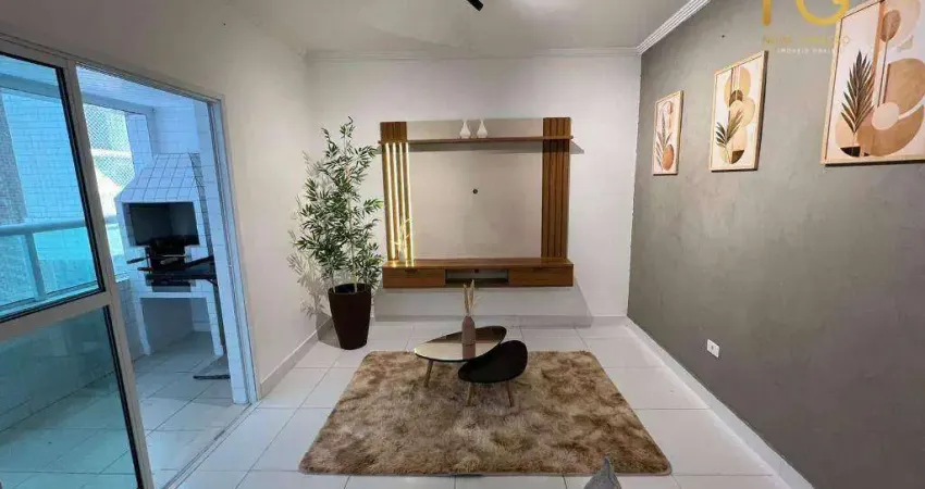 Apartamento mobiliado com 1 dormitório à venda, 51 m² por r$ 335.000 - caiçara - praia grande/sp