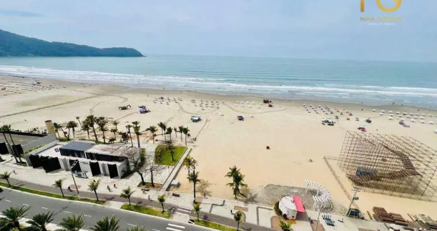 Apartamento vista mar e beira mar  com 1 dormitório à venda, 67 m² por r$ 480.000 - boqueirão - praia grande/sp
