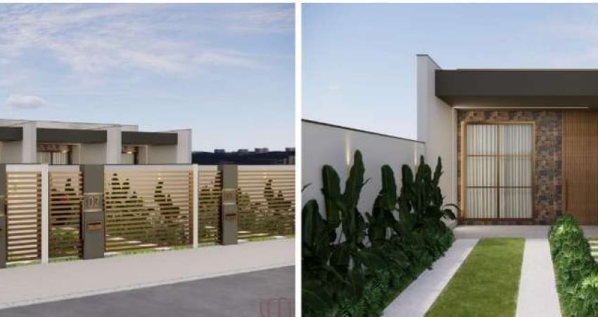 Geminado planta baixa com 3 quartos, possui 73m² e  2 vagas de garagem.