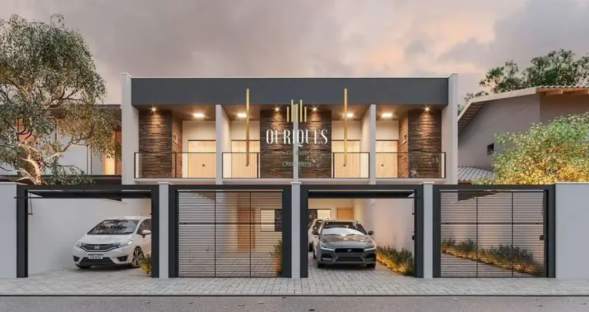 Geminado com 88m², 2 suítes amplas com sacada e 2 vagas de garagem descoberta.