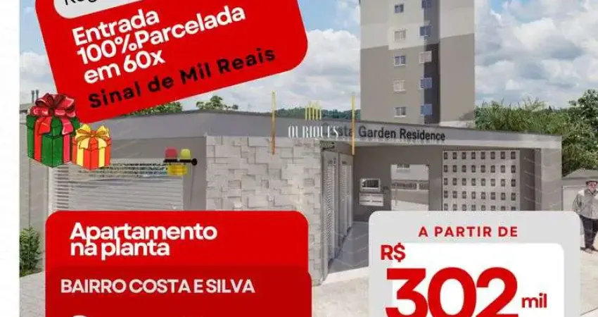 Lançamento no costa e silva, próximo a embraco com 2 quartos e 1 vaga.