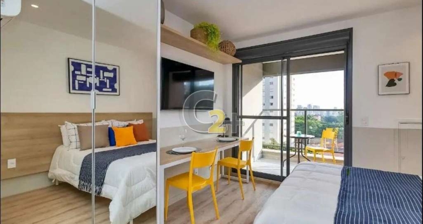 Apartamento studio á venda em Pinheiros mobiliado, 1 quarto, 1 suíte, sem vaga  de garagem