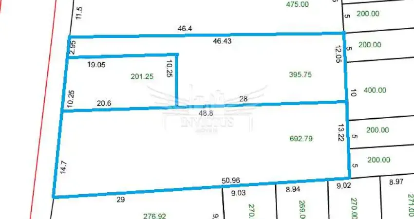 Terreno com 3 Lotes para Comprar, 1.289,79m² - Jardim Bom Pastor, Santo André/SP.