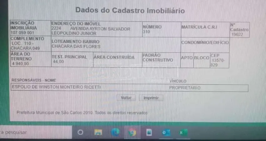 Terreno no Conjunto Habitacional Waldomiro Lobbe Sobrinho em São Carlos