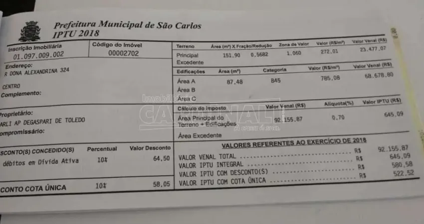 Sala comercial à venda na Rua Dona Alexandrina, e 324/ antiga loja, 340, Centro, São Carlos