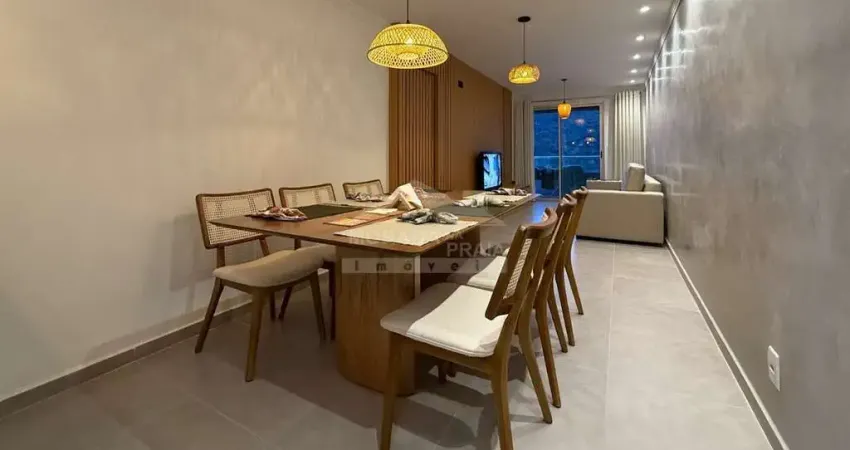Apartamento mobiliado no canto do forte, 2 suítes, terraço gourmet, lazer, confira em praia grande.