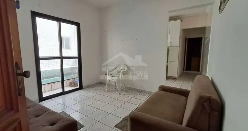 Excelente apartamento na guilhermina, mobiliado, 150 metros da praia,1 dormitório com sacada.