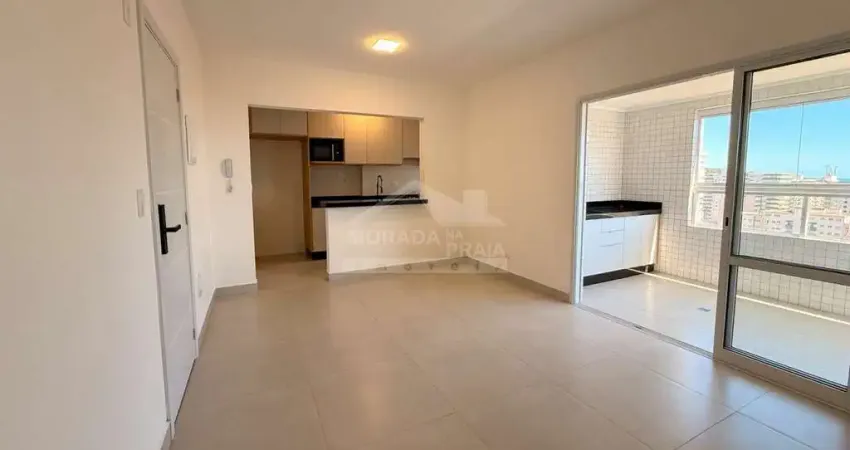 Apartamento semi mobiliado no canto do forte e vista mar, 2 dormitórios, e varanda gourmet