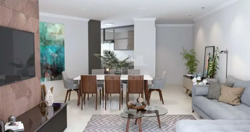 Apartamento todo mobiliado e decorado na vila guilhermina, 2 suítes, lazer, confira em praia grande.