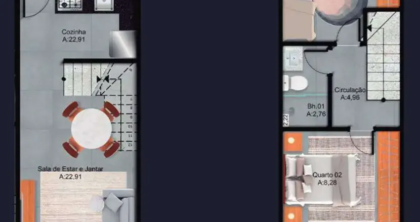 Sobrado em condomínio com quintal privativo, 
bairro vila tupi
teto com gesso rebaixado, projeto inovador de iluminação e churrasqueira.
2 dormitórios com 54,84m2 
r$ 360.000,00