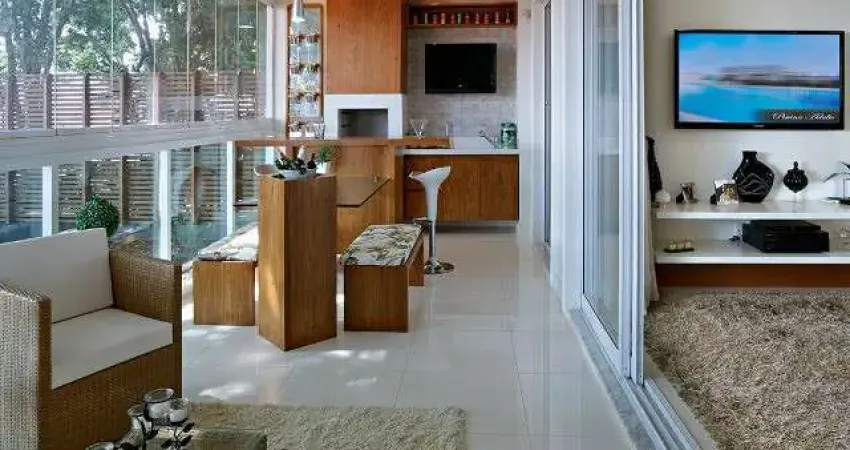Lindo apartamento com 3 suítes, varanda gourmet integrada com cozinha e sala de jantar, 3 vagas de garagem.  Condomínio com lazer completo sendo 2 salões de festas, music room, espaço mulher, quadra m