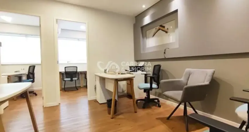 Sala comercial com 42m²  mobiliada, ar condicionados, 1 vagas de garagem, ar condicionado, shopping jardim sul, rua nelson gama de oliveira.