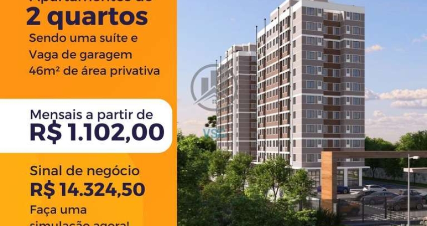 Oportunidade para garantir seu apartamento, 2 quartos sendo uma suíte com vaga de garagem