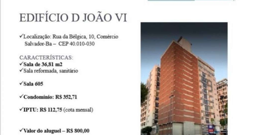 Sala comercial com 1 sala para alugar na Rua da Bélgica, Comércio, Salvador