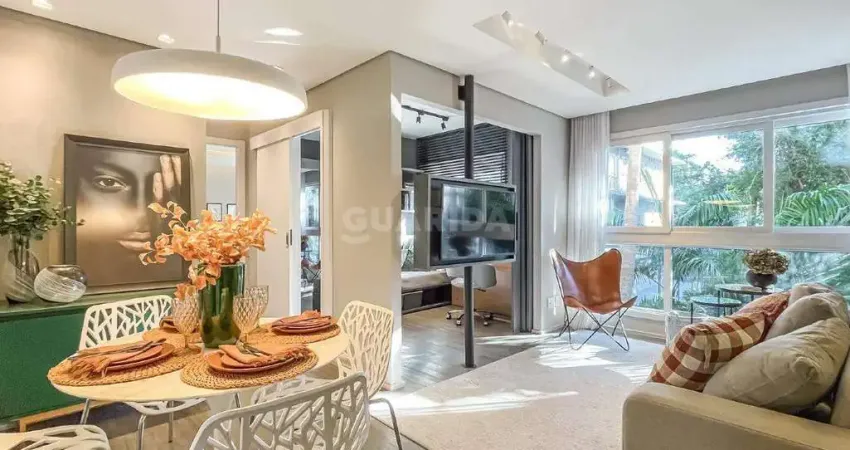 Lindo apartamento mobiliado com 2 dormitórios, sendo 1 suíte, e 1 vaga de garagem no bairro moinhos de vento!