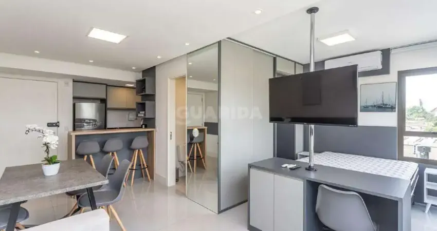 Apartamento estilo loft mobiliado com 1 vaga de garagem no bairro jardim botânico