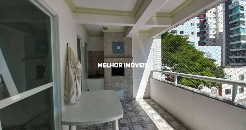 Locação anual com 2 dormitórios sendo 1 suíte, sacada com churrasqueira á carvão, 1 vaga de garagem privativa no centro Balneário Camboriú.