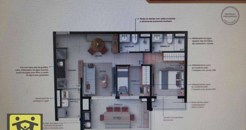 Apartamento em construção com 2 dormitórios à venda, 71 m² por R$ 1.016.000 - Alto do Ipiranga - São Paulo/SP